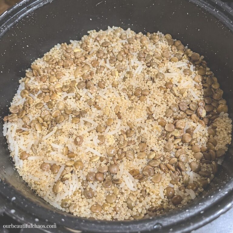 Easy Protein White Rice with Lentils and Quinoa in the Rice Cooker!