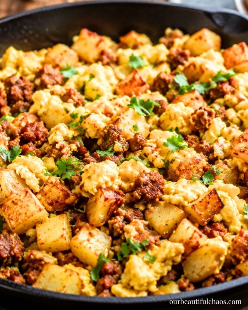Dairy-Free Breakfast Scramble Recipe with Eggs, Chorizo and Potatoes!