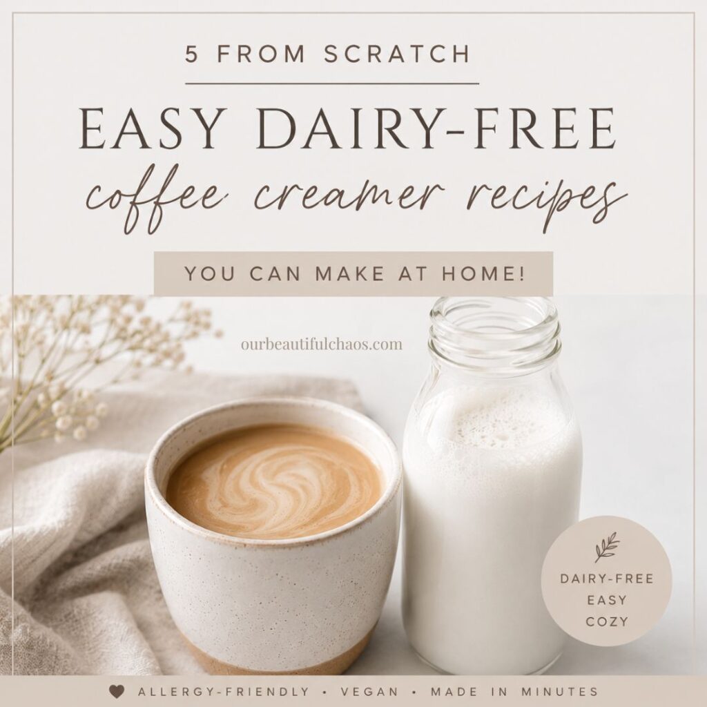 Pin this and make the Top 5 Homemade Dairy-Free Coffee Creamer Recipes for your family!