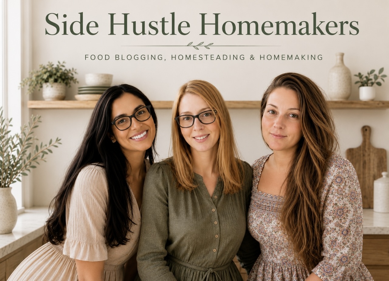 Side Hustle Homemakers Facebook Group for recipes, homesteading, homemaking and more - with Julie, Sam and Mona! 