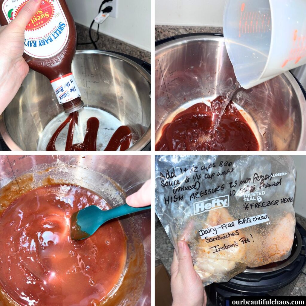 Easy Dairy-Free Instant Pot BBQ Shredded Chicken Freezer Meal!