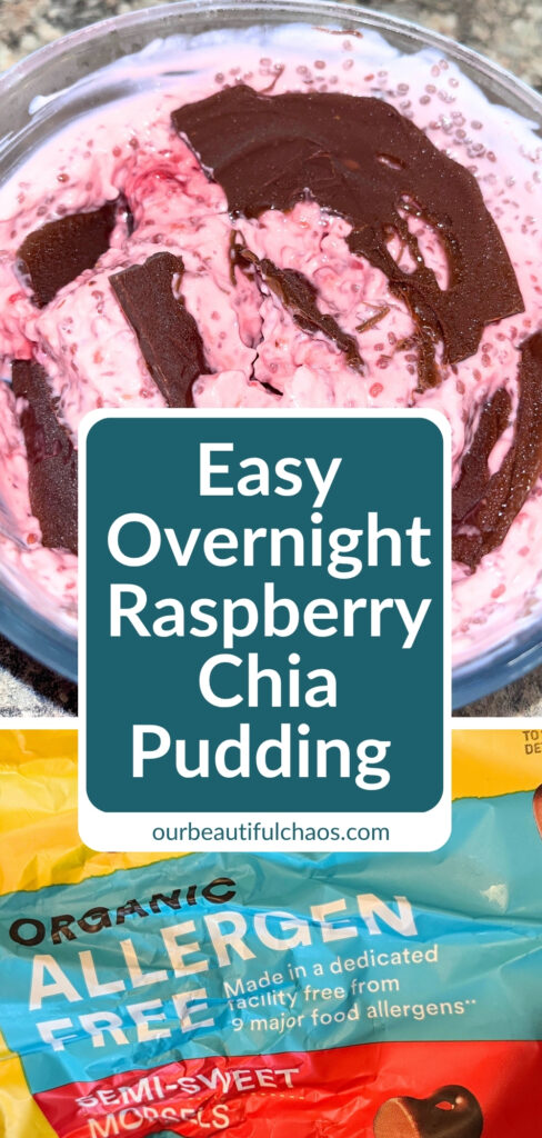 Easy Overnight Raspberry Chia Pudding With a Chocolate Crackling Topping! (Dairy-Free)
