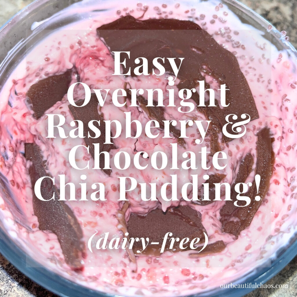 Easy Overnight Raspberry Chia Pudding With a Chocolate Crackling Topping! (Dairy-Free)